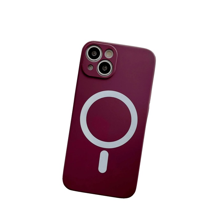 Husa MagSafe pentru Apple iPhone 11, Silicon, Protectie pentru camera, Magnetica, Incarcare Wireless, Flippy, Visiniu