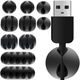 Set organizare cabluri, eSimplu®, autoadeziv, 5 dimensiuni diferite, 10 bucati, silicon flexibil, negru