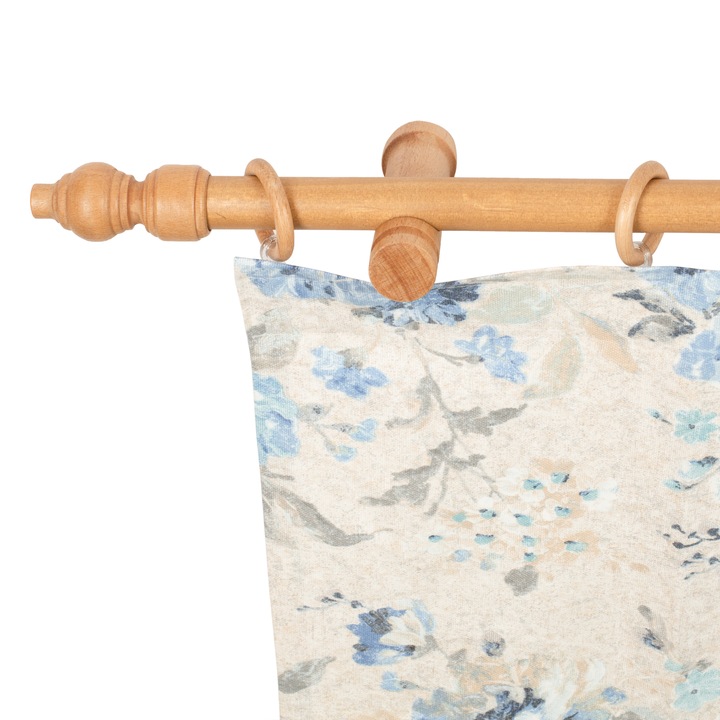 Galerie simpla Filigrano, lemn masiv cu diametrul 28 mm, consola moderna, 420 cm, stejar, kit complet cu inele si carlige