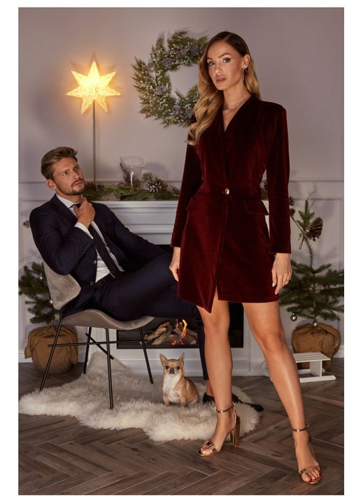 Rochie, Bumbac/Poliester, Negru., Visiniu