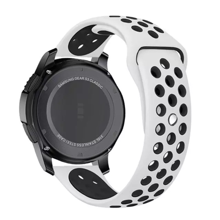 Curea silicon MTP 22 mm, design Sport, compatibila cu Samsung Galaxy Watch 46mm, White/Black