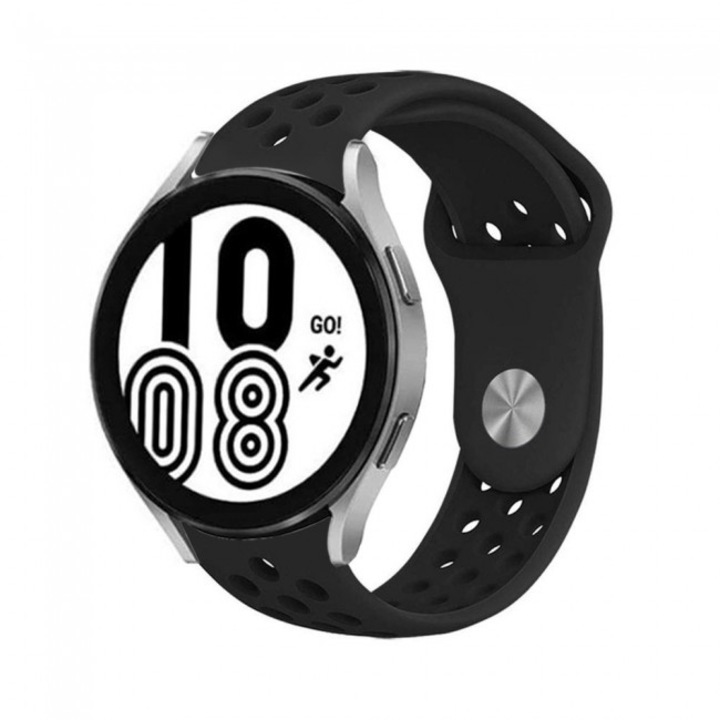 Curea silicon MTP 20 mm, design Sport, compatibila cu Samsung Galaxy Watch 4/ Watch 4 Classic, Black