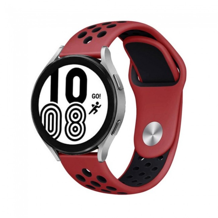 Curea silicon MTP 20 mm, design Sport, compatibila cu Samsung Galaxy Watch 4/ Watch 4 Classic, Red/Black