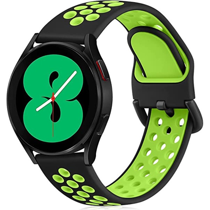 Curea silicon MTP 20 mm, design Sport, compatibila cu Samsung Galaxy Watch 4/ Watch 4 Classic, Green/Black