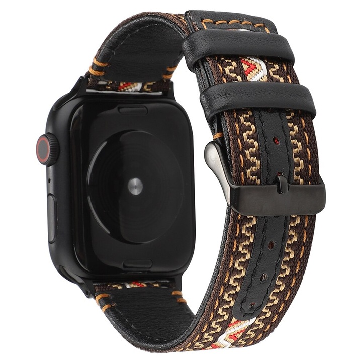 MTP bőrszíj, hagyományos modell, kompatibilis Apple Watch 7 41 mm-es, fehér/piros