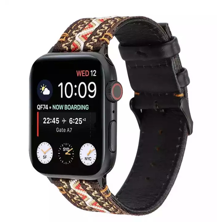 MTP bőrszíj, hagyományos modell, kompatibilis az Apple Watch 1/2/3/4/5/6 42 mm-es, fehér/piros