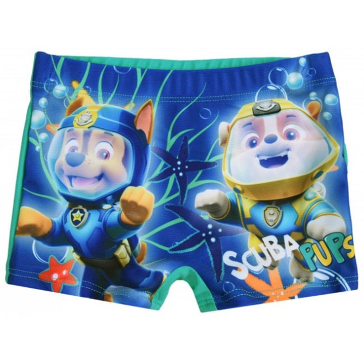 Costum de baie copii, Paw Patrol, Poliester, Albastru/Turcoaz, 122/128cm