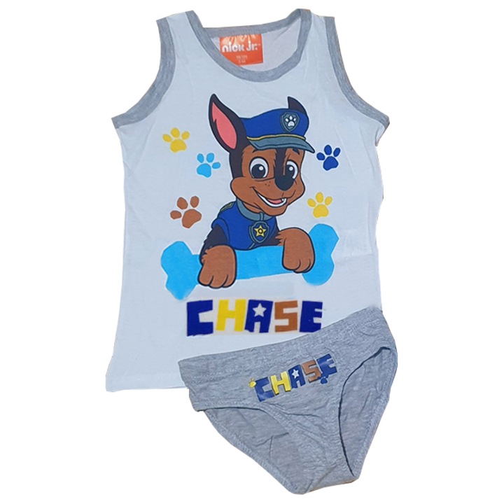 Paw Patrol tank felső és alsónadrág szett, 2 db, fehér/szürke, 122/128