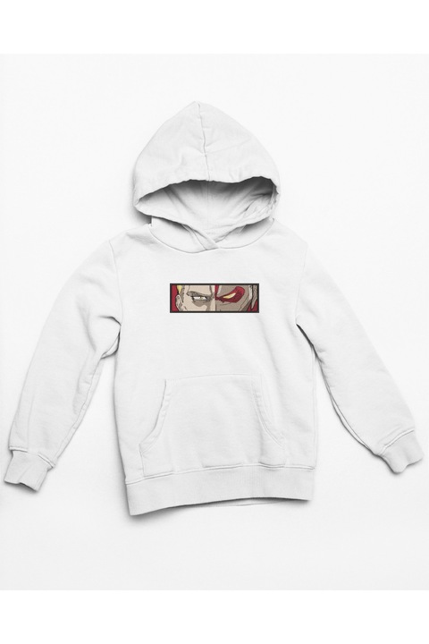 Hanorac Anime Brodat cu Reiner Titan din Attack on Titan, Alb