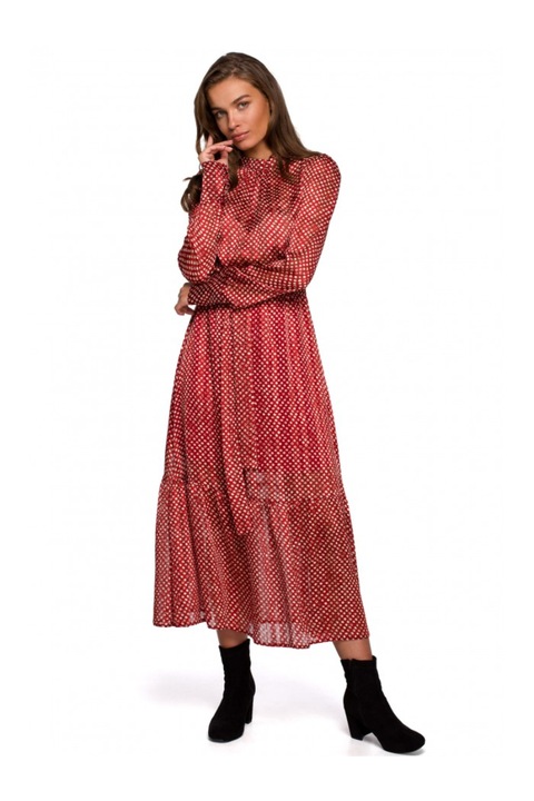 Maxi ruha, stílus, poliészter, piros