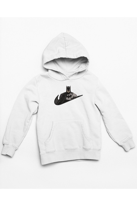 Суичър с бродирана аниме на Батман, Бял