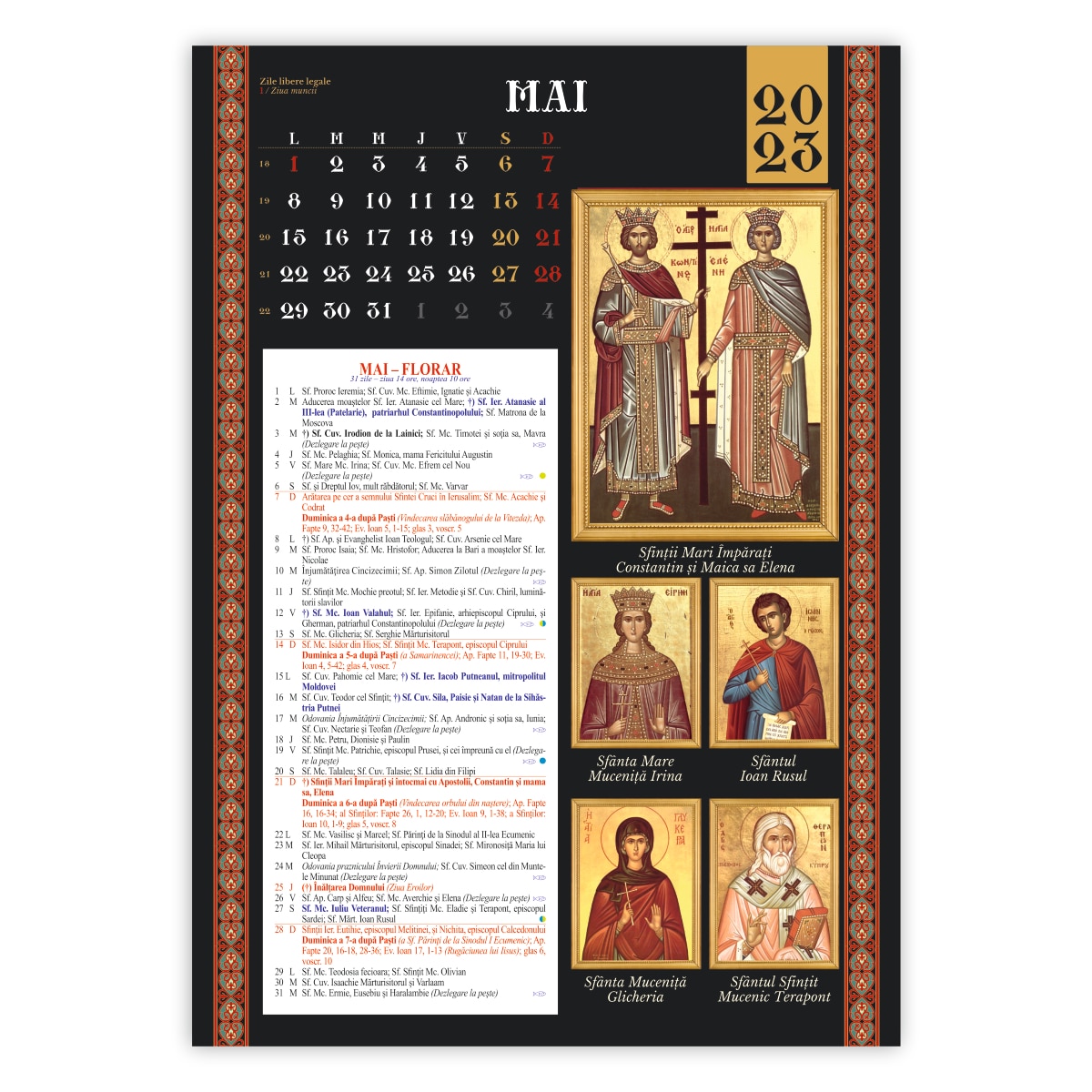 Calendar de perete crestin ortodox 2023, Tanguirea Maicii Domnului