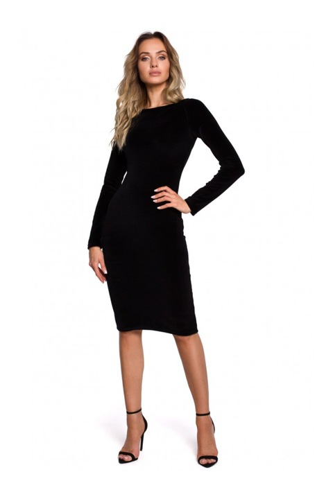 Кафява велурена рокля тип молив