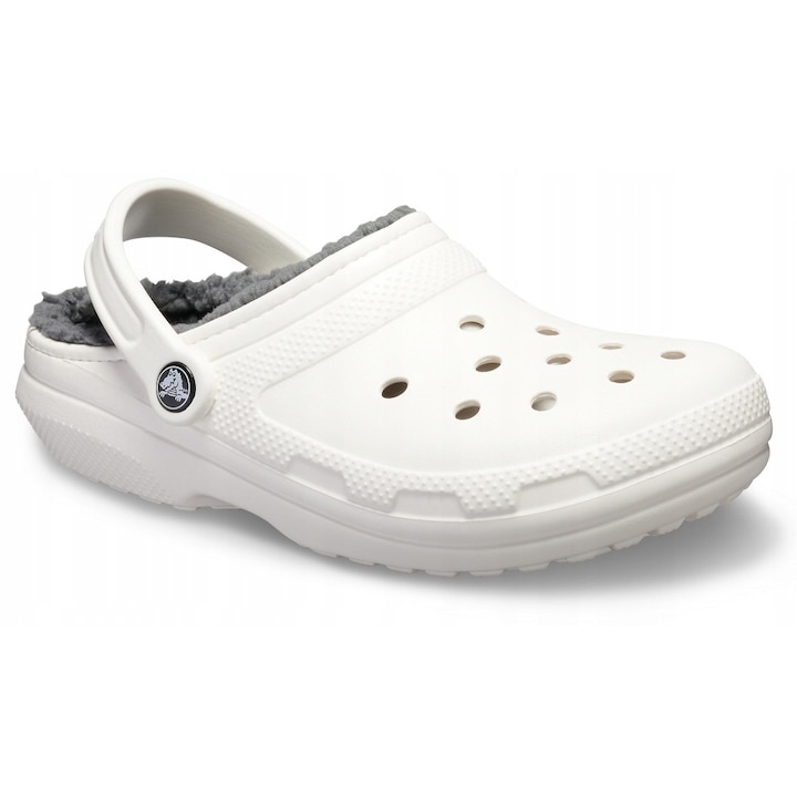 Saboti Izolati, Crocs, Model Classic Clog, Alb/Gri, 45.5EU