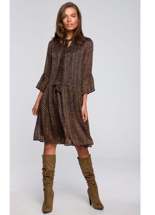 cu imprimeu, Style, Poliester, Maro, Maro