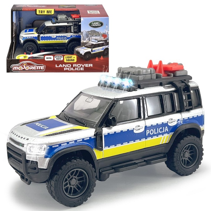 Masina Grand Land Rover Police, Majorette, 3 ani+, Multicolor