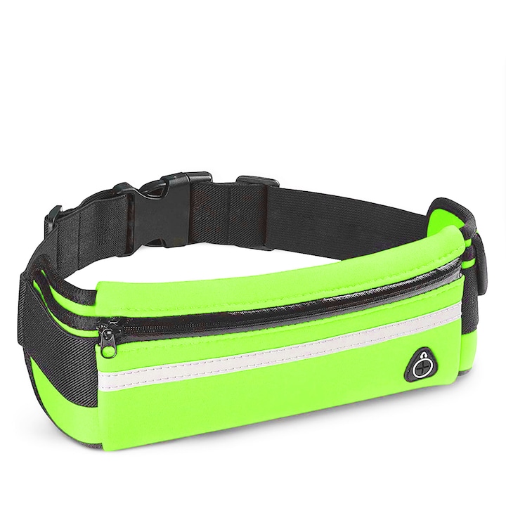 Колан тип чанта за бягане zioda smart essentials®, 2 джоба, Светлоотразителен, Водоустойчив, Регулируем, Зелен