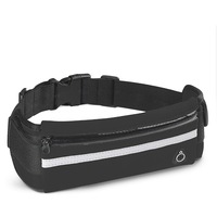 Centura pentru alergare si sport tip borseta, zioda smart essentials®, cu 2 buzunare, suport sticla si orificiu casti, reflectorizanta, impermeabila, ajustabila, Negru