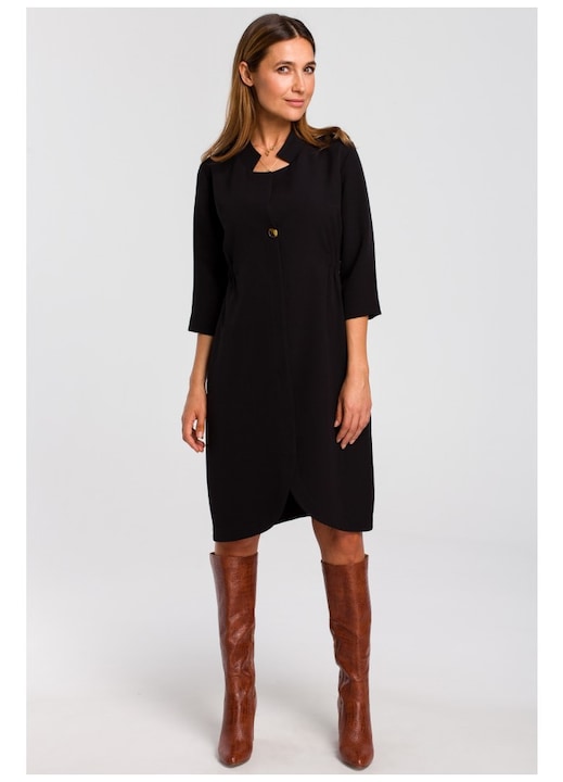 Rochie blazer, Style, Poliester / Elastan, Negru, Negru