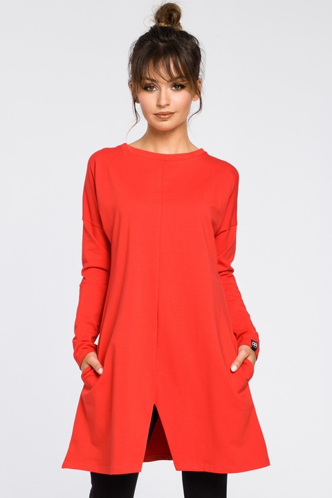 Bluza de dama, Tip tunica, Bumbac, Elastan, Rosu 65464, Rosu