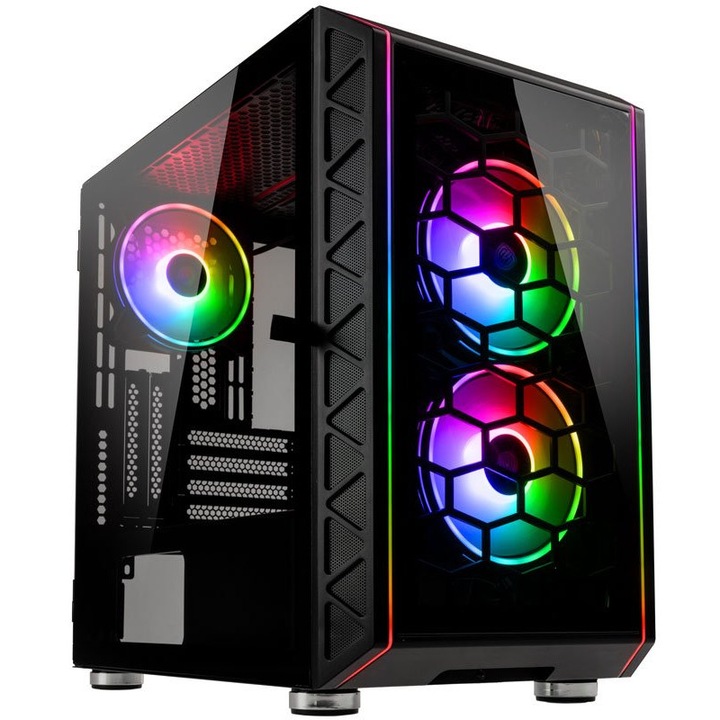 Компютърна кутия Kolink Citadel Glass SE ARGB, Черен, Cube Tower, Без захранващ блок
