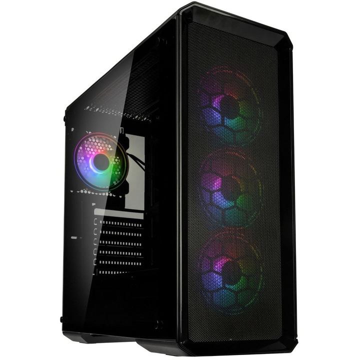 Компютърна кутия Kolink Levante V2 ARGB, Черен, Middle Tower, Без захранващ блок
