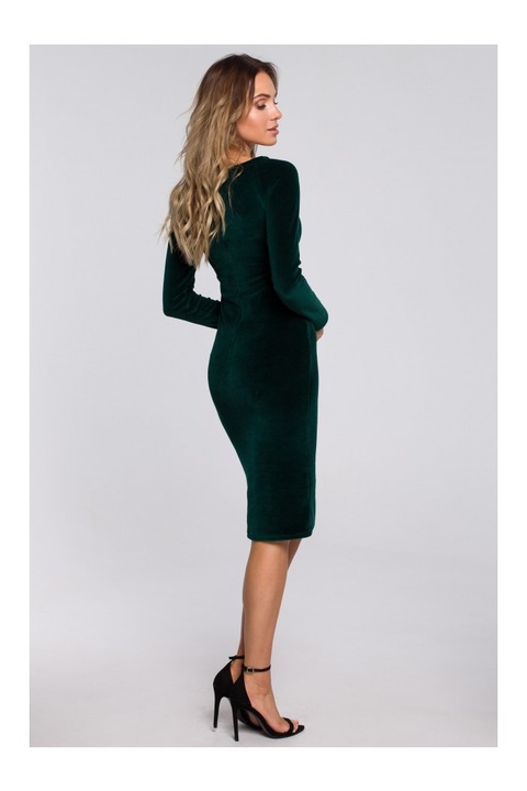 Barna velur ceruza ruha, Zöld