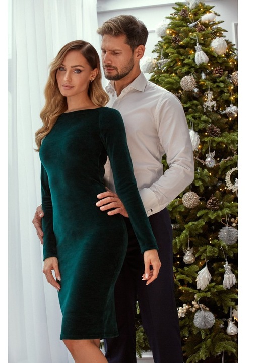 Rochie creion din velur, Verde