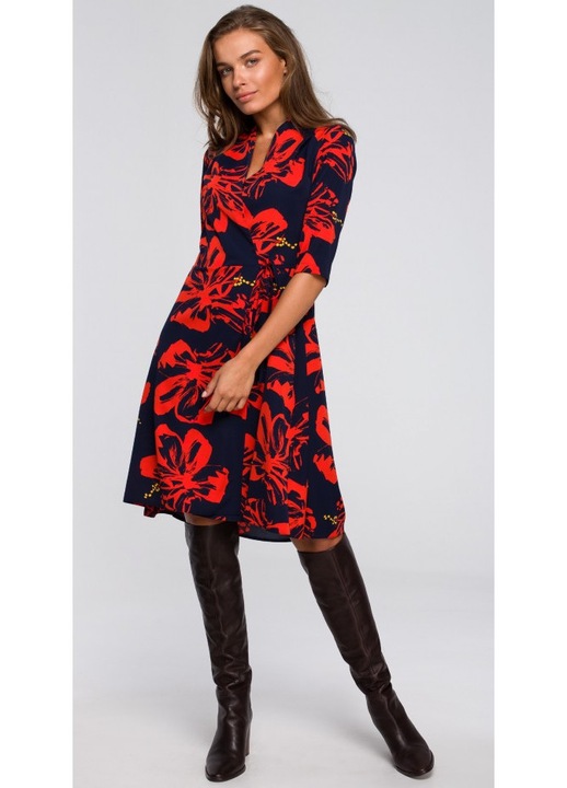 Rochie mini dama, Stylove, Morcavach, negru-rosu, M