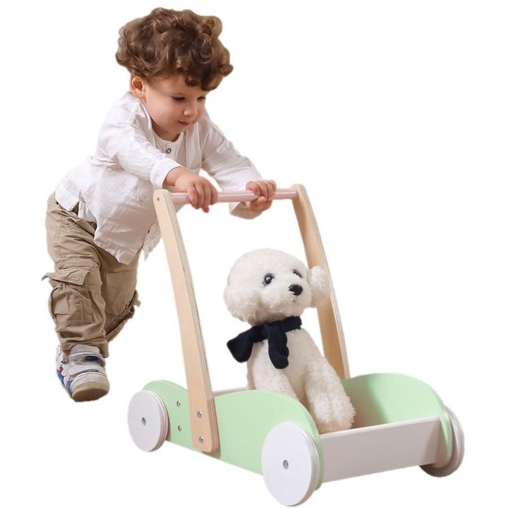 Jucarie de impins pentru copii, VigaToys, Lemn, Verde, 1+