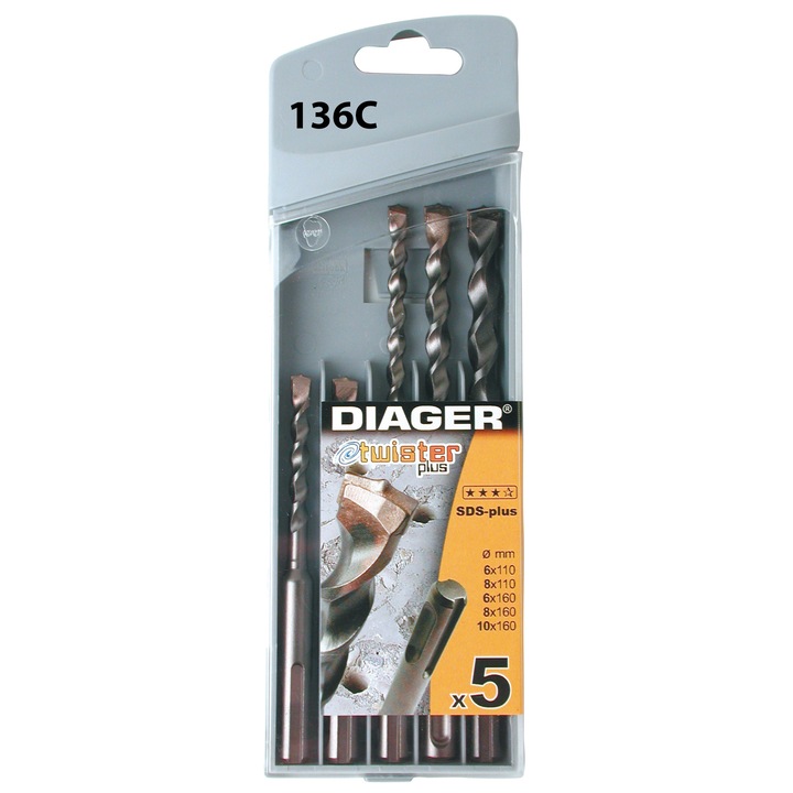 Trusa de burghie Diager SDS-plus, 6-10, 5 piese