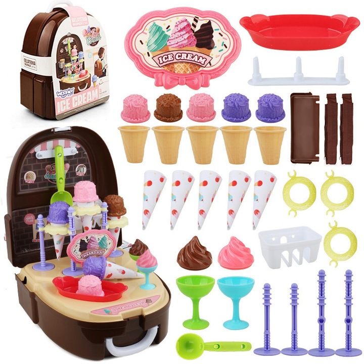 Set 36 accesorii magazin de inghetata, Woopie, 3 ani+, Multicolor