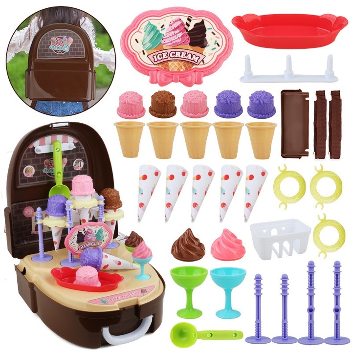 Set 36 accesorii magazin de inghetata, Woopie, 3 ani+, Multicolor