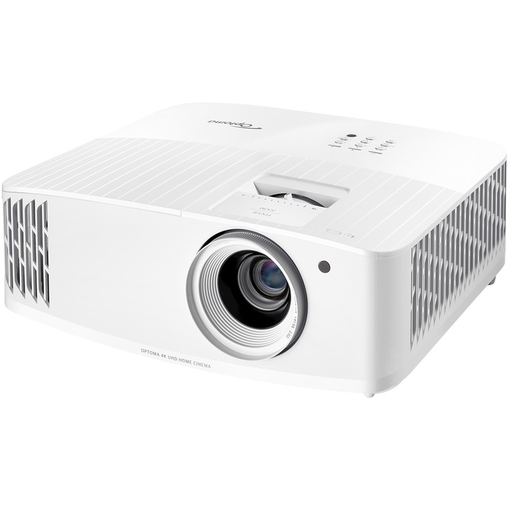 Видео проектор Optoma UHD35x, 3D, 4K UHD 3840* 2160, 3600 лумена, 1 000 000:1, 16:9 native, 4:3 съвместим, Бял