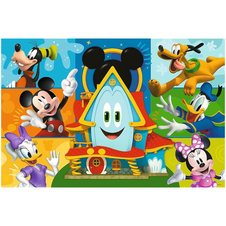 Puzzle Maxi Trefl - Disney Mickey Mouse: Casa prietenilor amuzanti, 24 piese