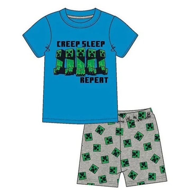 Pijama copii Minecraft, Creeper since Alpha, /, Albastru/Verde