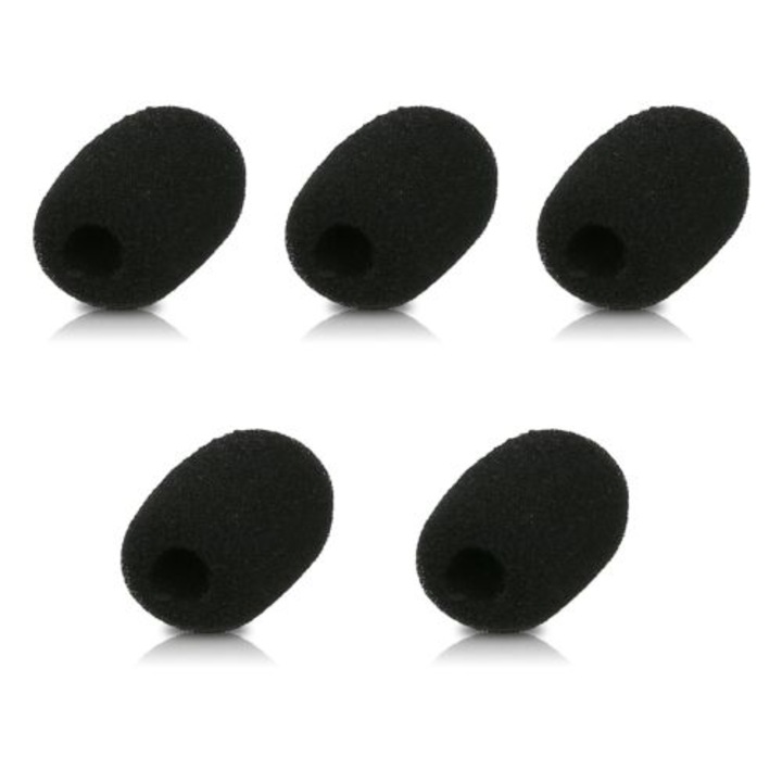 5 db mikrofon fedőkészlet 1,8 x 2x 0,8 cm, Kwmobile, fekete, memóriahab, 51271,03
