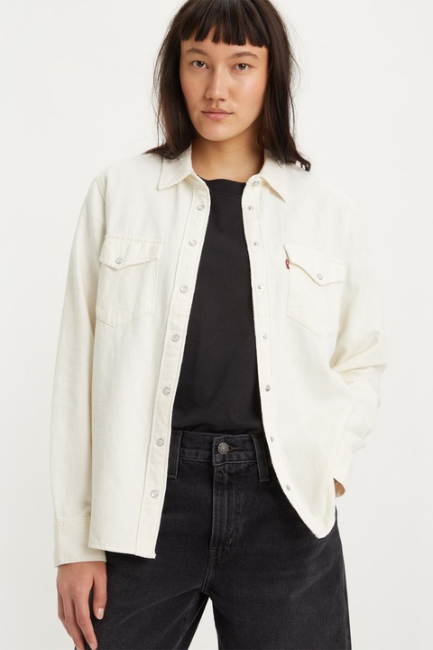 Levi's, Camasa de denim cu buzunare pe piept, Alb murdar