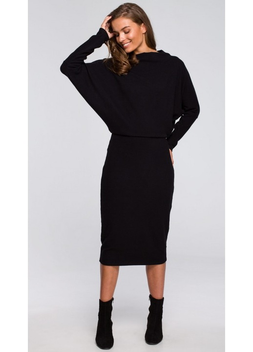 Rochie cu decolteu drapat, Negru