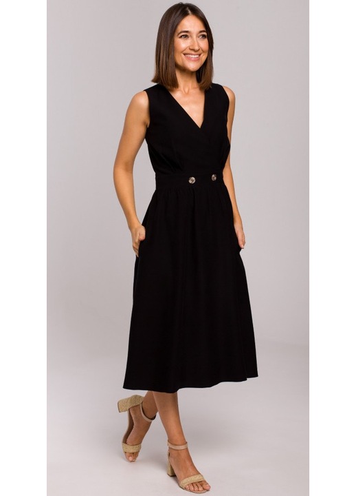 Rochie Style, Viscoza, Portocaliu, diverse modele, Negru