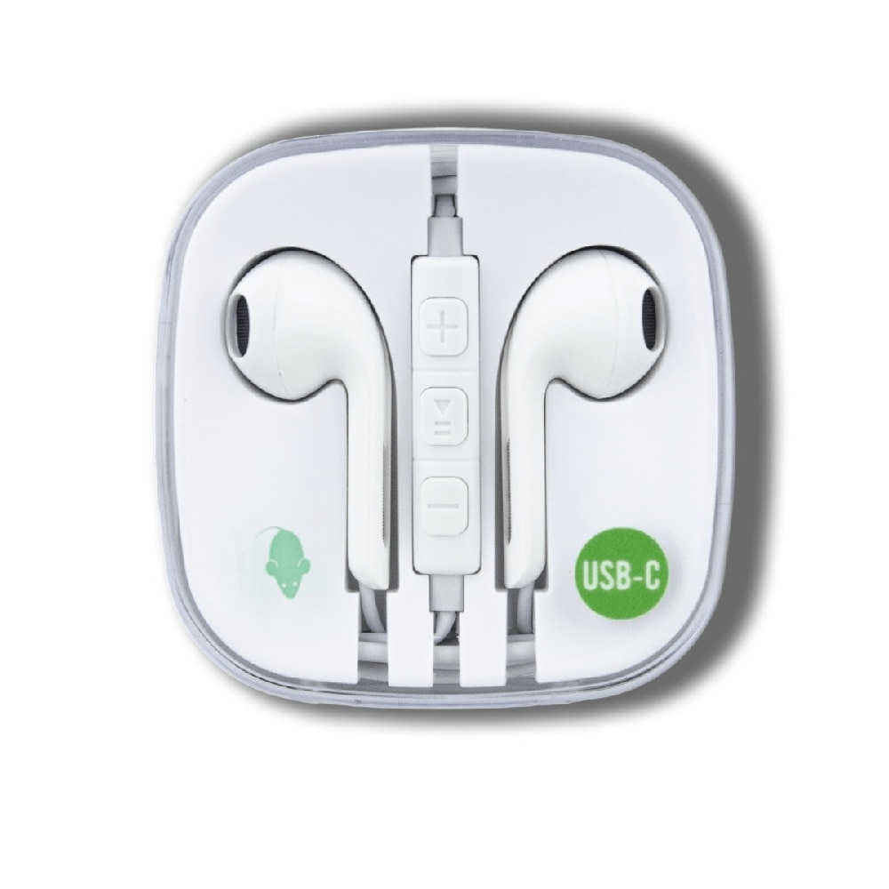 Casti audio, Green Mouse, 120 cm, USB-C, Alb