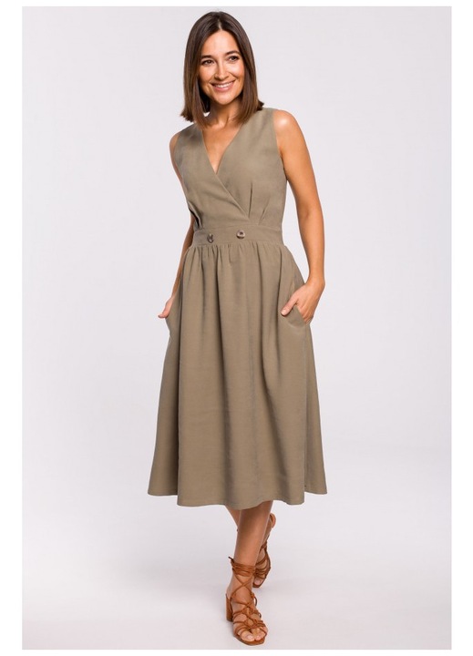 Rochie Style, Viscoza, Portocaliu, diverse modele, Kaki