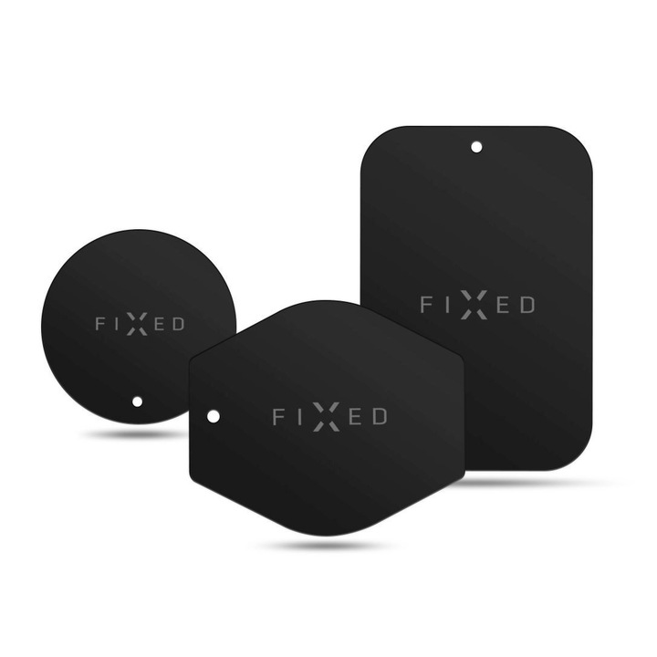 FIXED FIXIC-PL-BK Icon Mágnes lap készlet mobiltelefonok mágneses rögzítéséhez, 3 db/ csomag, Fekete