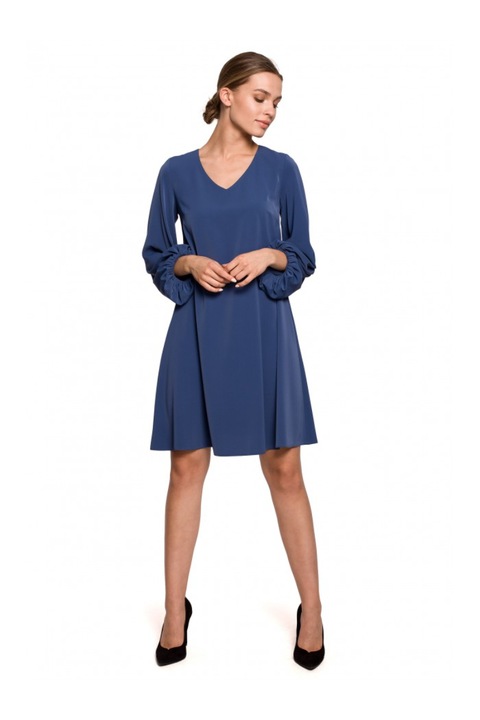 Női ruha, stílus, poliészter/elasztán, kék, S