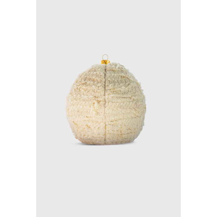 Glob Craciun Gigant, alb, detalii cusaturi, 100% Lana virgina. Lucrat manual