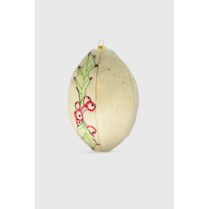 Glob Craciun Gigant, alb, detalii vasc, 100% Lana virgina. Lucrat manual