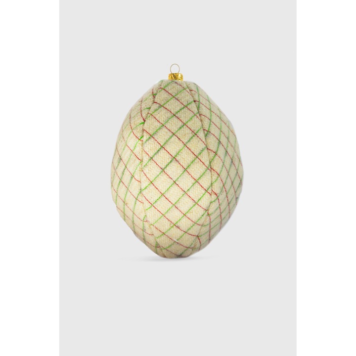 Glob Craciun Gigant, alb, detalii cusaturi verzi si rosii, 100% Lana virgina. Lucrat manual