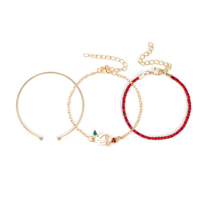 Set 3 Bratari elegante de craciun, model Om de zapada, multicolor, 17-23 cm ajustabil