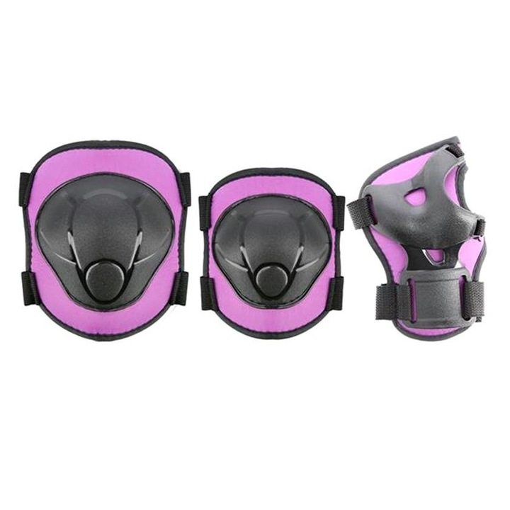 Set 6 piese pentru protectie copii, Nils Extreme, H110, EVA/Nylon, Genunchiere/Cotiere/Protectie incheieturi, Mov/Negru, XS