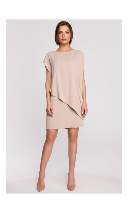 Rochie stratificata, Style, Poliester/Elastan, Bej, XL